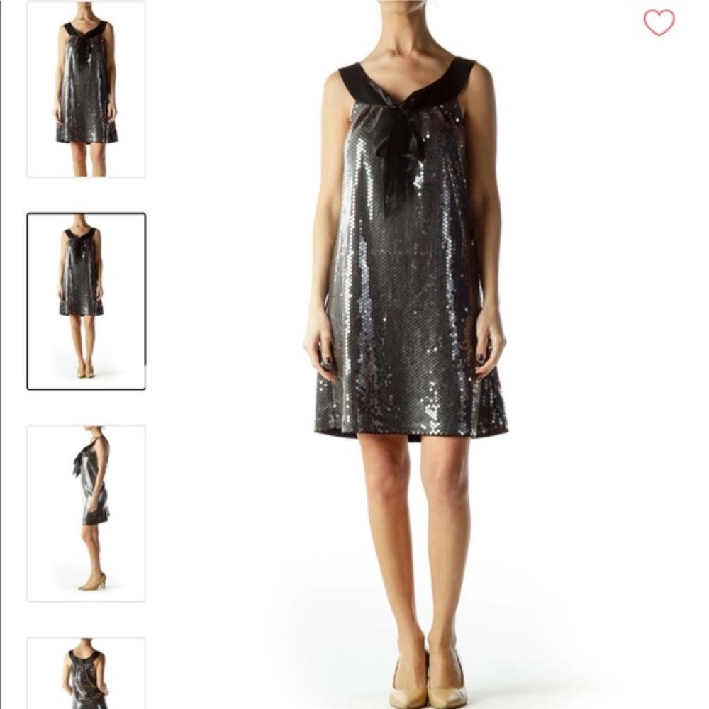 LaRok Sequin Sheath Dress w/ Tie Front